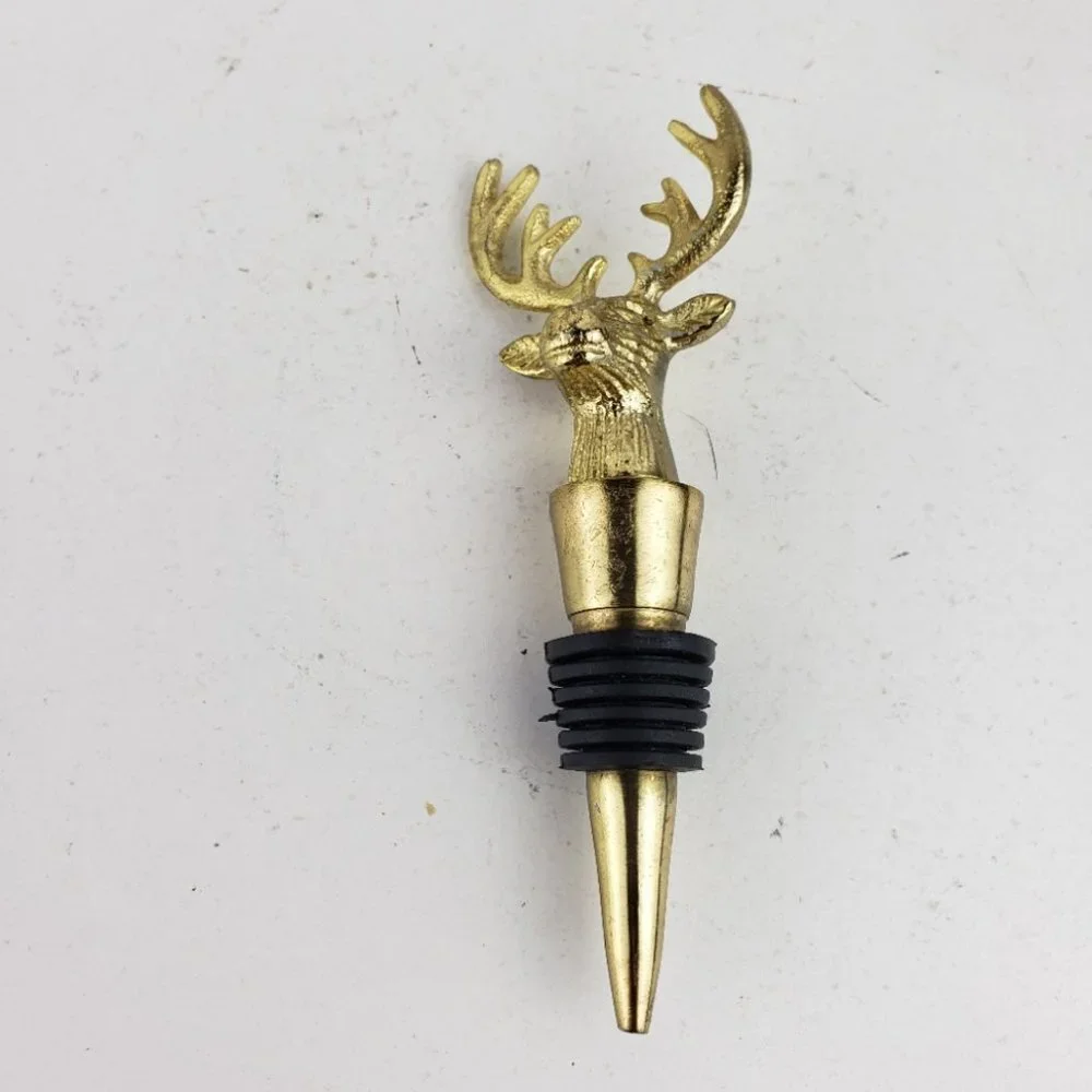 Mary Square Golden Reindeer Metal Wine Bottle Stopper